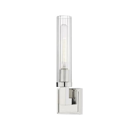 Z-Lite Beau 1 Light Wall Sconce, Polished Nickel & Clear 3031-1S-PN